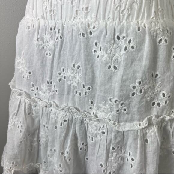 Polly White Eyelet Summer Ruffle Mini Skirt Embroidered - Picture 5 of 9